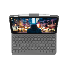 Étui clavier Logitech Slim Folio pour iPad (10e génération et A16) - Jusqu'à 3 ans d'autonomie - Tissu résistant à l'eau - Graph