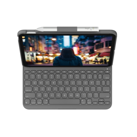 Étui clavier Logitech Slim Folio pour iPad (10e génération et A16) - Jusqu'à 3 ans d'autonomie - Tissu résistant à l'eau - Graph