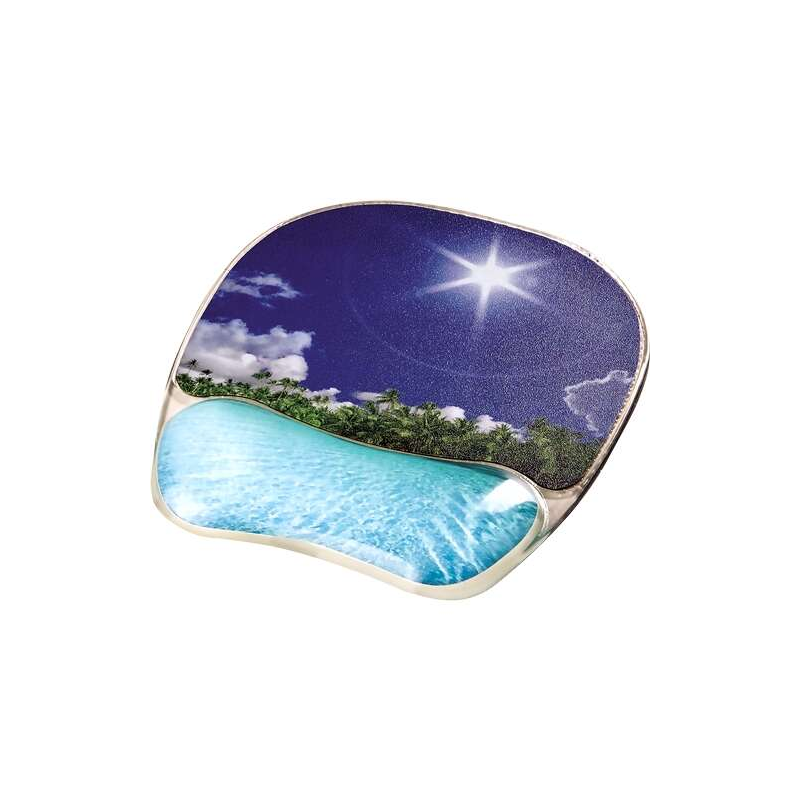 Fellowes Tapis de souris en gel photo avec repose-poignet - Soulage les points de pression - Base antidérapante - Motif plage tr