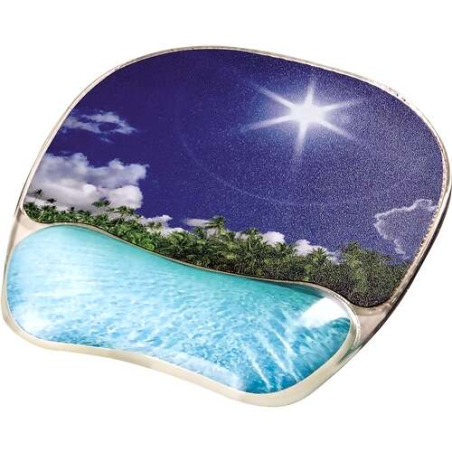 Fellowes Tapis de souris en gel photo avec repose-poignet - Soulage les points de pression - Base antidérapante - Motif plage tr