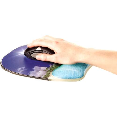 Fellowes Tapis de souris en gel photo avec repose-poignet - Soulage les points de pression - Base antidérapante - Motif plage tr