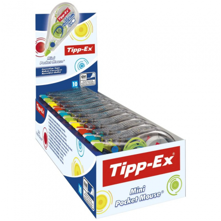 LOT de 10 Ruban correcteur Tipp-Ex Mini Pocket Mouse Fashion 5 mm x 6 m - Durable - Écriture instantanée