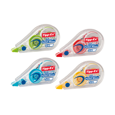 LOT de 10 Ruban correcteur Tipp-Ex Mini Pocket Mouse Fashion 5 mm x 6 m - Durable - Écriture instantanée