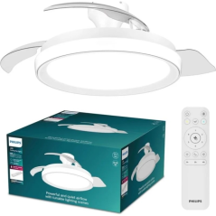 Philips Bliss DC Fan Ceiling Ventilador de Techo con Luz LED Hasta 6500K - Aspas Retractiles - 35W Ventilador + 28W Luz - Mando