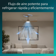 Philips Olas Fan Ceiling Ventilador de Techo con Luz LED Hasta 6500K - Aspas Fijas - 30W Ventilador + 24W Luz - Mando a Distanci