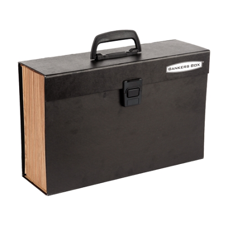 Mallette de classement résistante Bankers Box - 19 sections pour documents - Fermeture de sécurité avec clic - Structure laminée