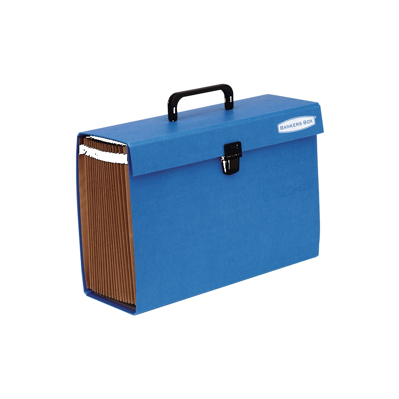 Mallette de classement résistante Bankers Box - Structure laminée - 19 sections d'organisation - Fermeture de sécurité avec clic