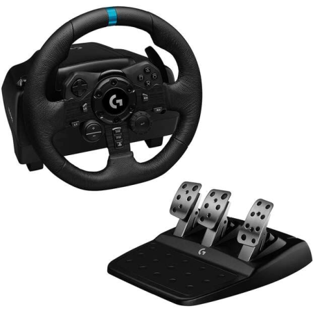 Ensemble volant et pédales Logitech G923 Trueforce Racing Compatible avec PS4, PS5 et PC - Indicateur de régime à LED - Rotation