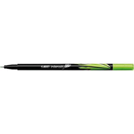 LOT de 12 Bic Intensity Marqueur à pointe fine 0,8 mm - Ligne 0,4 mm - Encre à base d'eau - Couleur vert citron