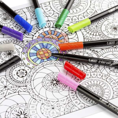 LOT de 12 Bic Intensity Marqueur à pointe fine 0,8 mm - Ligne 0,4 mm - Encre à base d'eau - Couleur turquoise