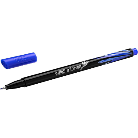 LOT de 12 Bic Intensity Marqueur à pointe fine 0,8 mm - Ligne 0,4 mm - Encre à base d'eau - Couleur Bleu