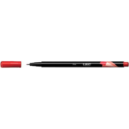 LOT de 12 Bic Intensity Marqueur à pointe fine 0,8 mm - Ligne 0,4 mm - Encre à base d'eau - Couleur rouge