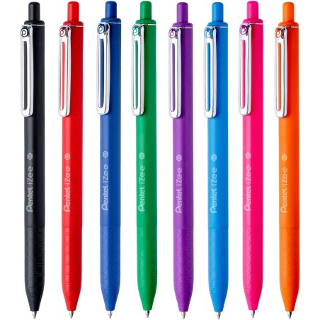 Stylos bille rétractables Pentel iZee 0,7 mm assortis x8