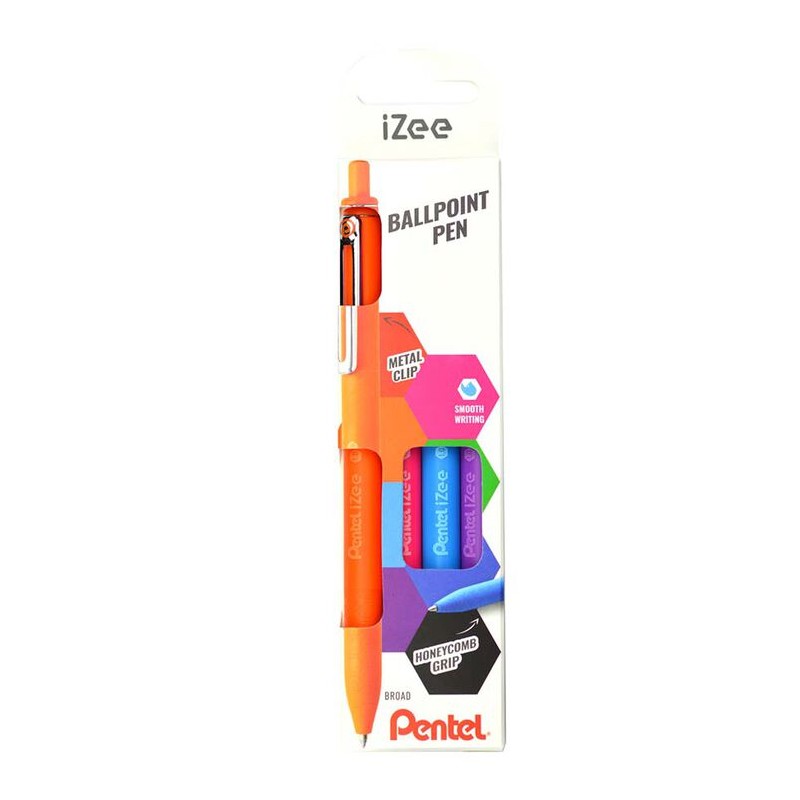 Stylos bille rétractables Pentel iZee 0,7 mm 4 couleurs