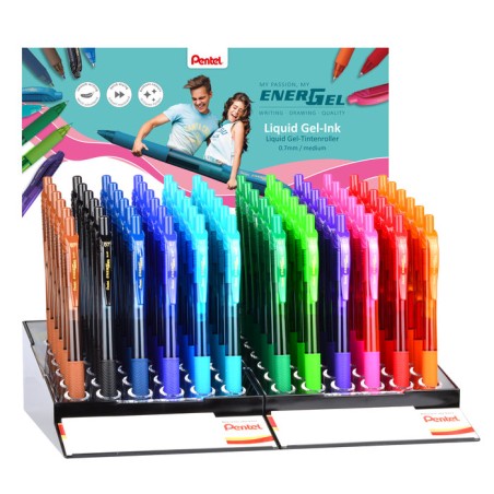 présentoir stylos Pentel EnerGel couleurs