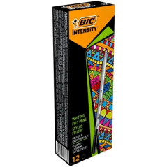 LOT de 12 Bic Intensity Medium Marker Pen 0.8mm - Encre à base d'eau - Couleur Noir