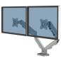 Fellowes Eppa Dual Monitor Arm - Jusqu'à 39" et 8 kg - Réglable avec ressort à gaz - Couleur argent