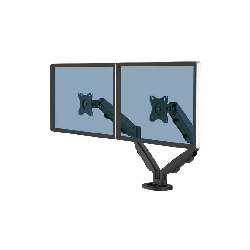 Fellowes Eppa Dual Monitor Arm - Jusqu'à 39" et 8 kg - Réglable avec ressort à gaz - Système de gestion des câbles - Couleur Noi