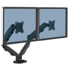 Fellowes Eppa Dual Monitor Arm - Jusqu'à 39" et 8 kg - Réglable avec ressort à gaz - Système de gestion des câbles - Couleur Noi