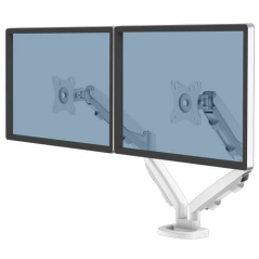 Fellowes Eppa Dual Monitor Arm - Jusqu'à 39" et 8 kg - Réglable avec ressort à gaz - Couleur Blanc