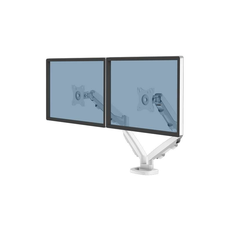 Fellowes Eppa Dual Monitor Arm - Jusqu'à 39" et 8 kg - Réglable avec ressort à gaz - Couleur Blanc