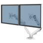 Fellowes Eppa Dual Monitor Arm - Jusqu'à 39" et 8 kg - Réglable avec ressort à gaz - Couleur Blanc