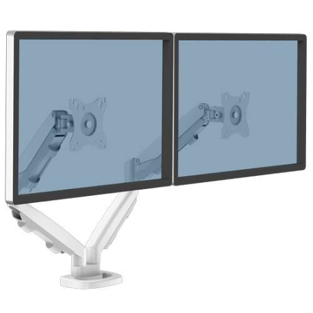 Fellowes Eppa Dual Monitor Arm - Jusqu'à 39" et 8 kg - Réglable avec ressort à gaz - Couleur Blanc