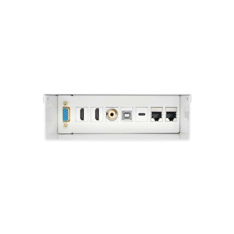 Boîtier de connexion VGA Aisens, Jack 3.5, 2x HDM, 1x USB-, 1x USB-B, 2x RJ45 Cat.6A STP - Couleur blanche