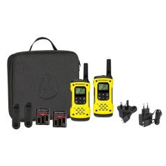 Pack de 2 talkies-walkies Motorola T92H2O - 8 canaux PMR446 + 121 codes - Portée jusqu'à 10 km - Autonomie jusqu'à 16 h - IP67