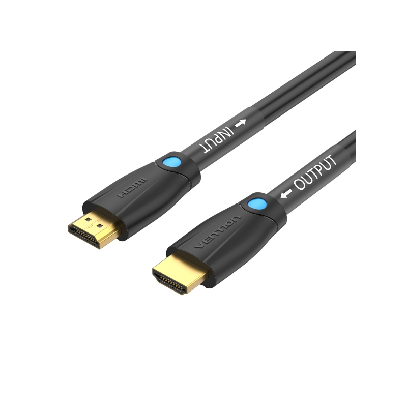 Câble HDMI 2.0 Vention - Résolution 4K - ARC - Longueur : 30 m - Connecteurs plaqués or - Gaine PVC - Noir