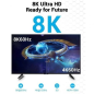 Câble HDMI 2.1 Vention - Résolution 8K - eARC - Longueur 10 m - Connecteurs plaqués or - HDR dynamique - Fréquence de rafraîchis