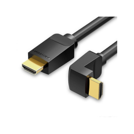 Câble HDMI 2.0 coudé Vention - Résolution 4K - ARC - Longueur 1 m - Connecteurs plaqués or - Gaine PVC - Compatible HDR - Noir