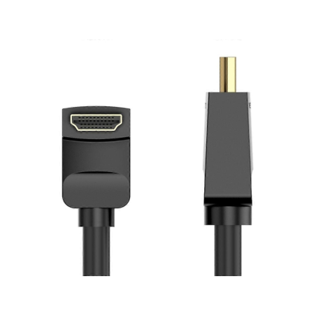 Câble HDMI 2.0 coudé Vention - Résolution 4K - ARC - Longueur 1 m - Connecteurs plaqués or - Gaine PVC - Compatible HDR - Noir