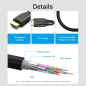 Câble HDMI 2.1 Vention - Résolution 8K - eARC - Longueur 3 m - Connecteurs plaqués or - HDR dynamique - Fréquence de rafraîchiss