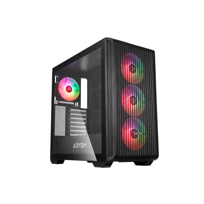 Abysm Danube Kamp BX300 Boîtier Tour Noir ATX, ITX, Micro ATX - Côté Verre Trempé - 3,5" et 2,5" - USB-A, USB-C et Audio - 4 Ven
