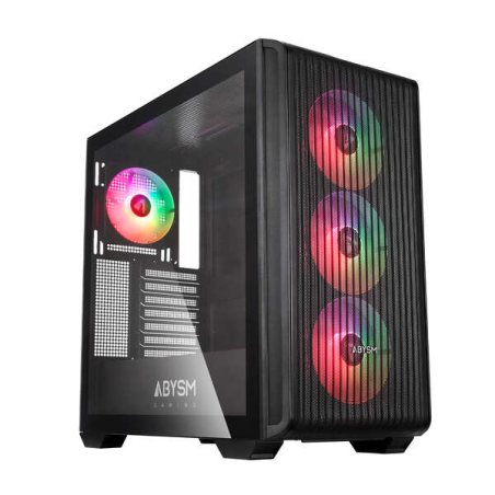 Abysm Danube Kamp BX300 Boîtier Tour Noir ATX, ITX, Micro ATX - Côté Verre Trempé - 3,5" et 2,5" - USB-A, USB-C et Audio - 4 Ven