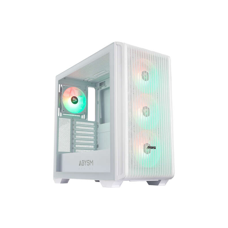 Abysm Danube Kamp BX300 Boîtier Tour ATX, ITX, Micro ATX Blanc - Côté Verre Trempé - 3,5" et 2,5" - USB-A, USB-C et Audio - 4 Ve