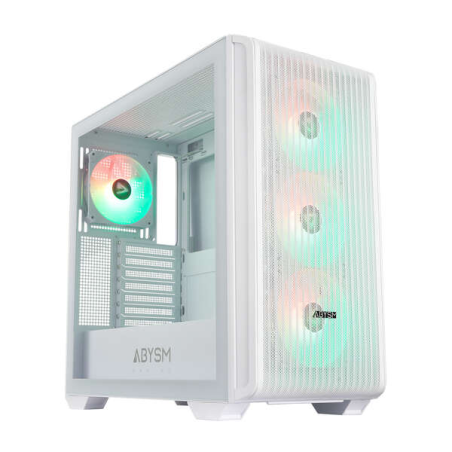 Abysm Danube Kamp BX300 Boîtier Tour ATX, ITX, Micro ATX Blanc - Côté Verre Trempé - 3,5" et 2,5" - USB-A, USB-C et Audio - 4 Ve