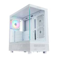 Abysm Danube Sava H400 Boîtier Tour ATX, ITX, Micro ATX Blanc - Verre Trempé Latéral et Avant - 3,5" et 2,5" - USB-A, USB-C et A