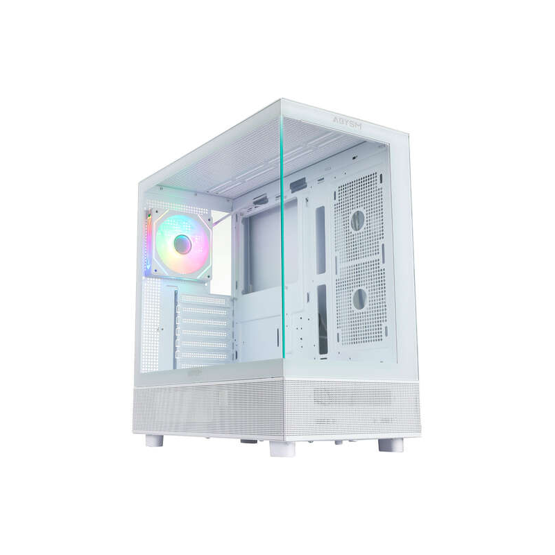 Abysm Danube Sava H400 Boîtier Tour ATX, ITX, Micro ATX Blanc - Verre Trempé Latéral et Avant - 3,5" et 2,5" - USB-A, USB-C et A