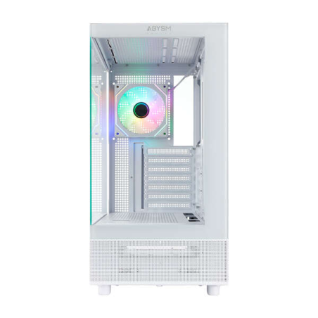 Abysm Danube Sava H400 Boîtier Tour ATX, ITX, Micro ATX Blanc - Verre Trempé Latéral et Avant - 3,5" et 2,5" - USB-A, USB-C et A