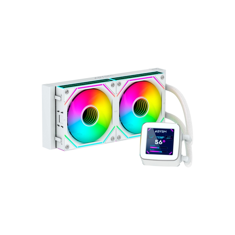 Kit de refroidissement liquide Abysm Oceanic LCD 240 ARGB - 2 ventilateurs 120 mm - Éclairage ARGB - Écran LCD 2,8" - Pompe 2500
