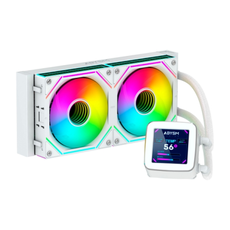 Kit de refroidissement liquide Abysm Oceanic LCD 240 ARGB - 2 ventilateurs 120 mm - Éclairage ARGB - Écran LCD 2,8" - Pompe 2500