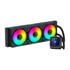 LOT de 4 Kit de refroidissement liquide Abysm Oceanic LCD 360 ARGB - 3 ventilateurs 120 mm - Éclairage ARGB - Écran LCD 2,8" - P