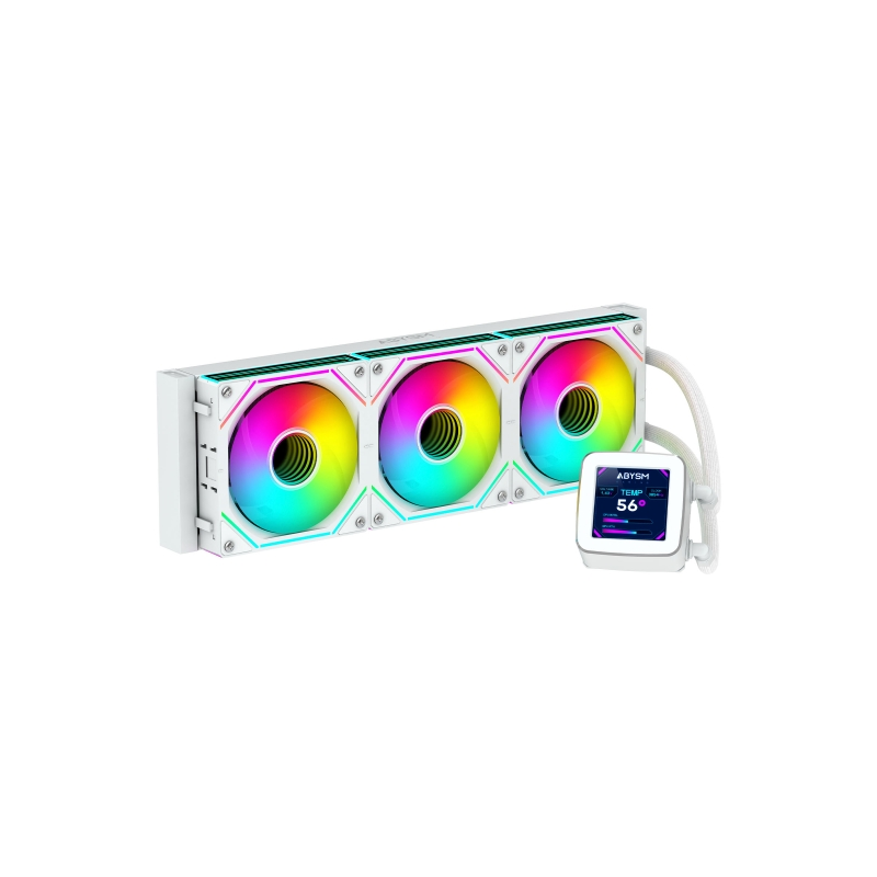 Abysm Oceanic LCD 360 ARGB Kit de refroidissement liquide - 3 ventilateurs 120 mm - Éclairage ARGB - Écran LCD 2,8" - Pompe 2500