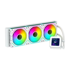 LOT de 4 Kit de refroidissement liquide Abysm Oceanic LCD 360 ARGB - 3 ventilateurs 120 mm - Éclairage ARGB - Écran LCD 2,8" - P