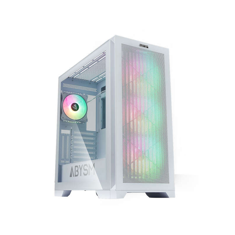 Abysm Gaming Danube Mura Blanc BX300 ARGB ATX, EATX, ITX, boîtier tour micro ATX - Côté Verre Trempé - 3,5" et 2,5" - USB-C 3.2,