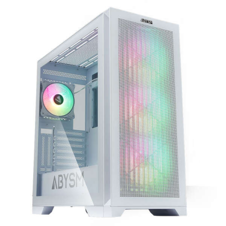 Abysm Gaming Danube Mura Blanc BX300 ARGB ATX, EATX, ITX, boîtier tour micro ATX - Côté Verre Trempé - 3,5" et 2,5" - USB-C 3.2,