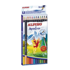 Coffret Alpino Aqualine de 12 crayons aquarelle hexagonaux - Mine de 3,3 mm - Couleurs assorties