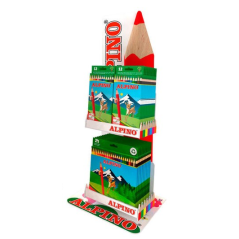 Présentoir Alpino Estrella avec 12 boîtes de 24 crayons de couleur + 24 boîtes de 12 crayons de couleur - Mine de 3 mm - Résista